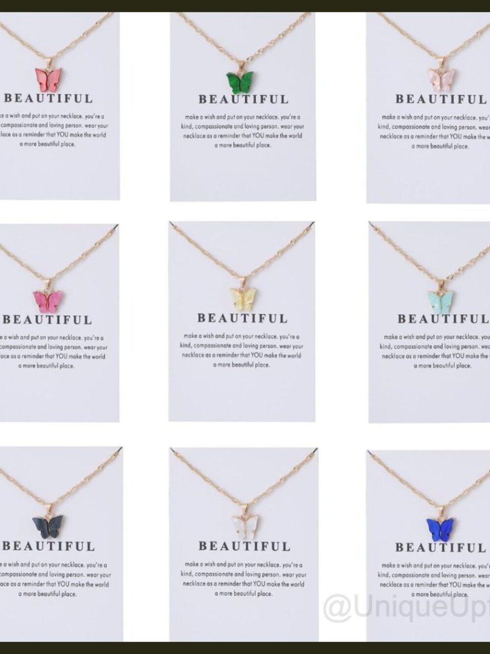 Butterfly Pendant Necklace Set Acrylic Chain Jewelry Gift for Women